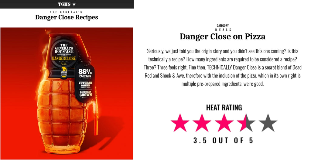 Danger Close on Pizza - General's Hot Sauce