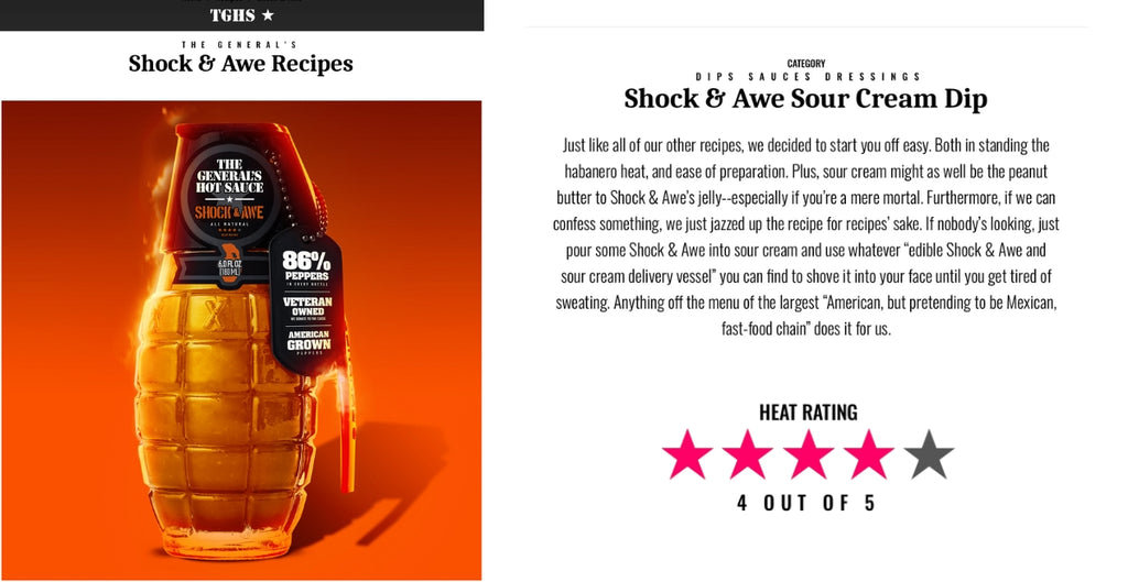 Shock & Awe Sour Cream Dip - General's Hot Sauce