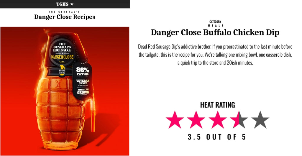 Danger Close Buffalo Chicken Dip - General's Hot Sauce