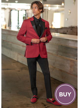 Red Stretch Slim Fit Tuxedo