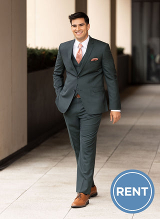 222 Slim Hunter Green Luka Suit - Ike Behar