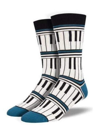 Piano Stripe Seamless Toe Socks- Blue