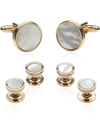Mother of Pearl Gold Tuxedo Cuff Link Set