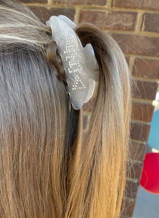 It Girl Sorority Rhinestone Hair Claw Clip - White, Alpha Xi Delta