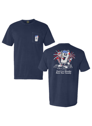 Don't Let Monday Ruin Your Sunday USA Pocket Tee - Navy