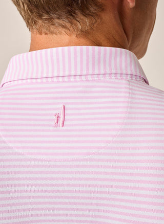 Performance Mesh Polo - Stetson Stripe - Porto Pink