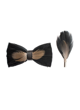 Feather Bow Ties with Matching Lapel Pins