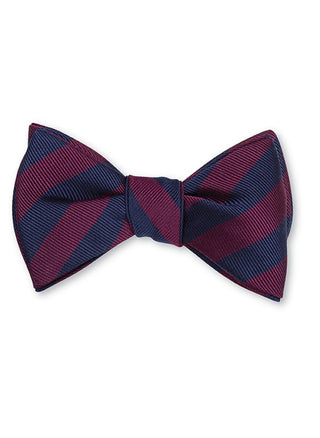 Navy/Burgundy Bar Stripes Bow Tie - B628