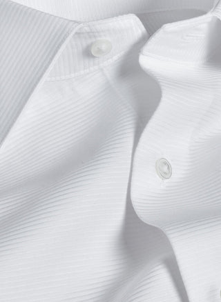 Horizontal Rib French Cuff Formal Shirt - Trim Fit - White
