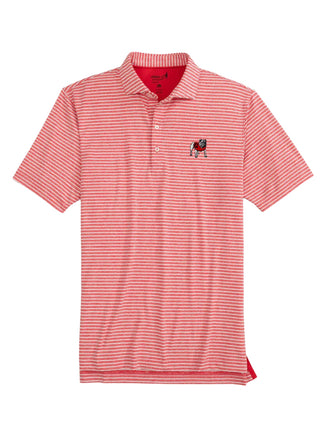 Georgia Clipper Striped Jersey Perf Polo - Red Standing Bulldog