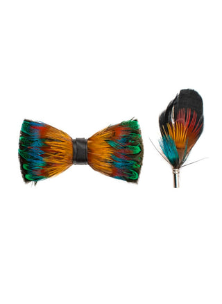 Feather Bow Ties with Matching Lapel Pins