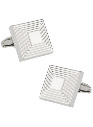 The Steps Square Cufflinks In Silvertone RA-4074-FBA