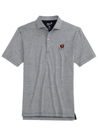 Georgia Clipper Striped Jersey Perf Polo - Seal Standing Bulldog