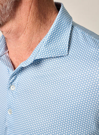 Performance Jersey Polo - Hex Print - Barrels Blue