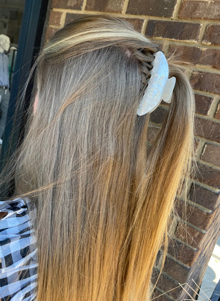 It Girl Sorority Rhinestone Hair Claw Clip - White, Chi Omega