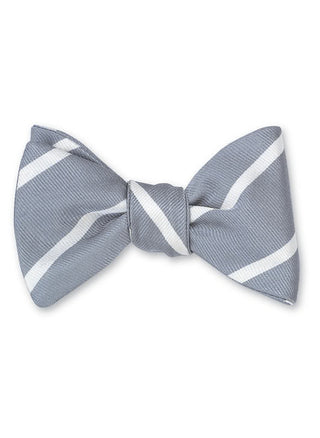 Grey/White Buckingham Striped Bow Tie - B2793