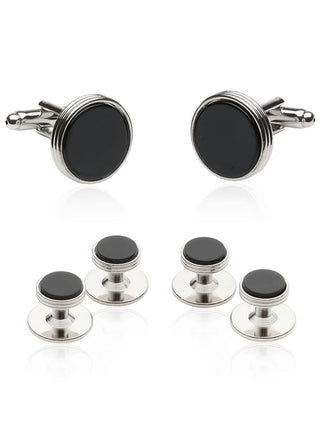 Onyx Silver Tuxedo Cufflinks & Studs CD-509-N