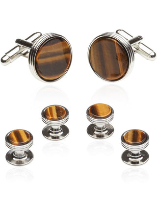 Tigers Eye Formal Set In Silver CD-1209-FBA