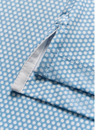 Performance Jersey Polo - Hex Print - Barrels Blue