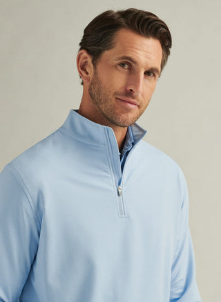 Perth Birdseye Performance Quarter-Zip - Pale Blue