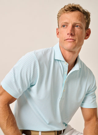 Performance Mesh Polo - Stetson Stripe - Tarpon