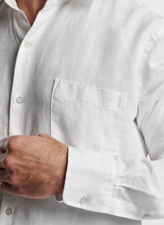 Coastal Garment Dyed Linen Sport Shirt - White