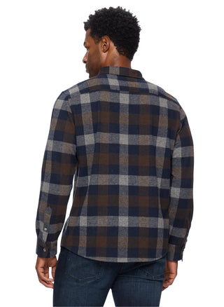 Gilmer Hero Knit Flannel Shirt - Navy/Brown