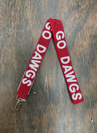 Beaded Bag Strap - Red Go Dawgs