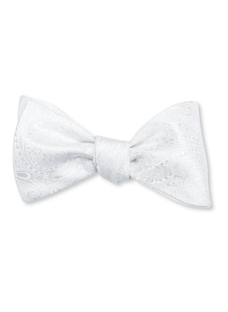 White Paisley Bow Tie - B4216