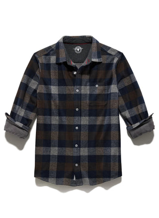 Gilmer Hero Knit Flannel Shirt - Navy/Brown